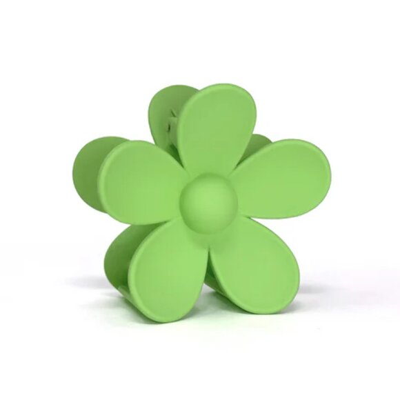 NWT Oversized Flower Power Green Hair Claw Clip - Picture 1 of 7